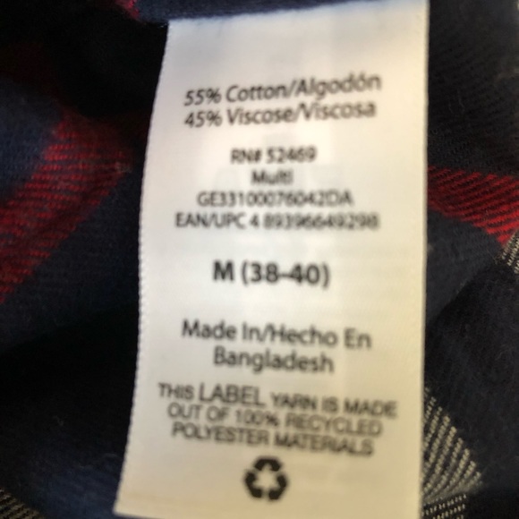 GEORGE Mens Super Soft Flannel Shirt Size Medium 38-40 Plaid Navy Red Wh… - Picture 6 of 8